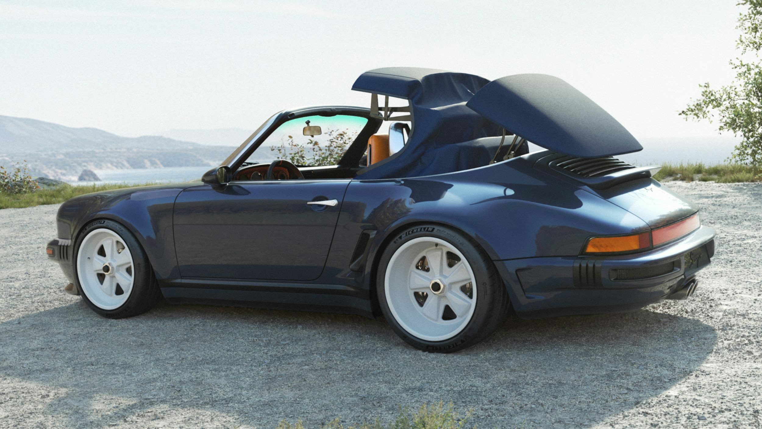 Porsche 911 Carrera Cabriolet Reimagined by Singer - Blue (15)s