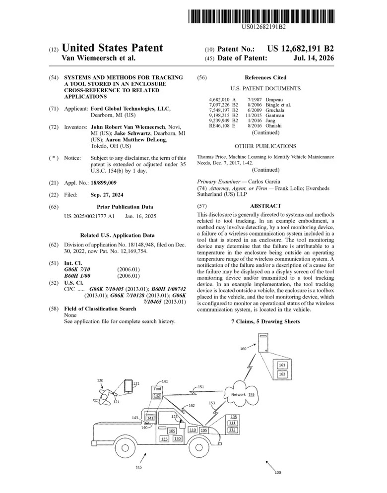 Ford Tool Tracking Patent