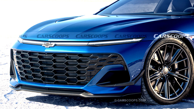 2028 Chevrolet Camaro Sedan Front Blue copy
