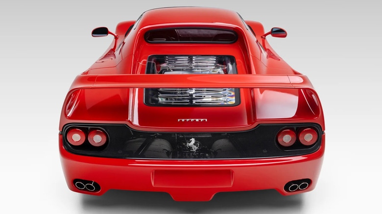 The rear of a V12-powered Ferrari F50
