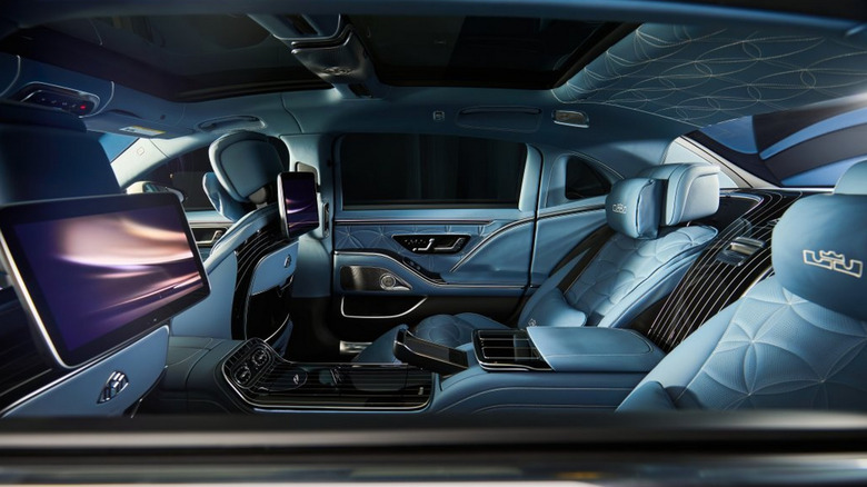 The Maybach S 680's Stormy Weather blue Nappa leather interior