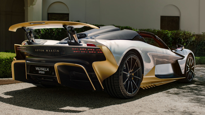 A gold and silver Aston Martin Valhalla Spider