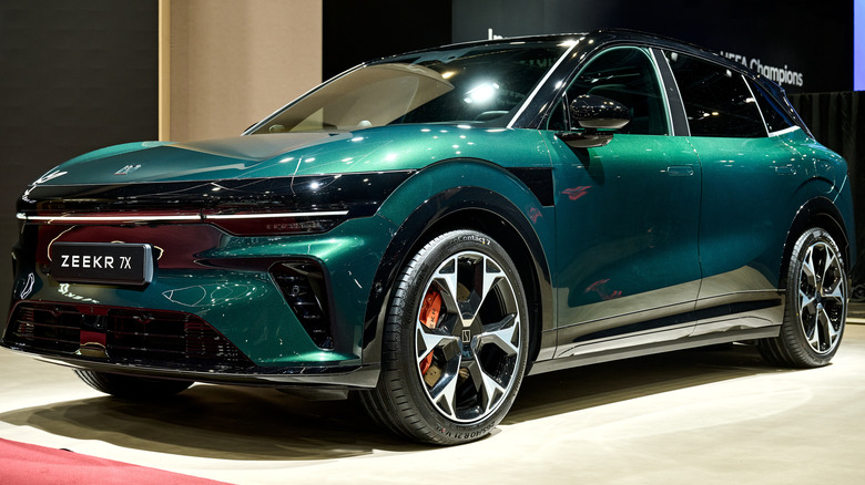 Zeekr's facelifted 7X on display at the Paris Motor Show