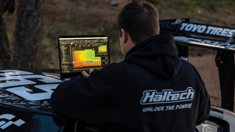 Haltech technician tuning timing