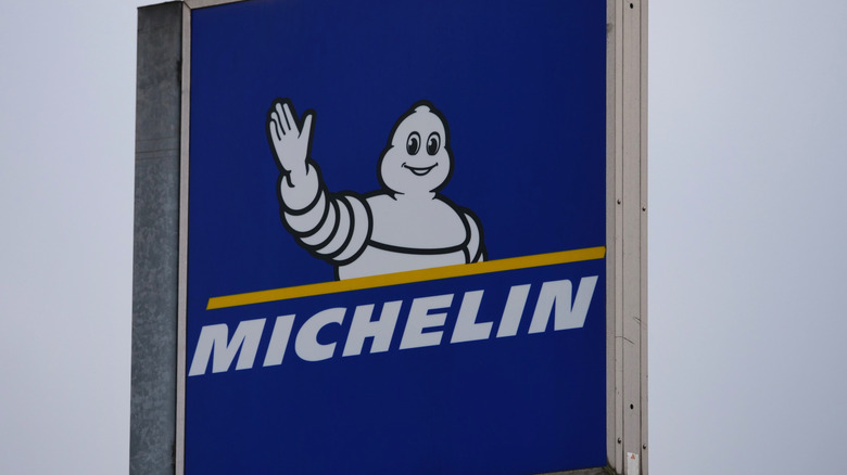 A blue Michelin sign outside