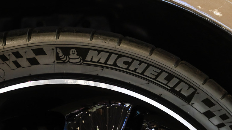 Close up of a Michelin tire