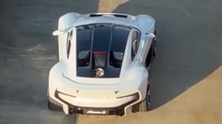 An overhead shot of a Porsche Mission S concept supercar