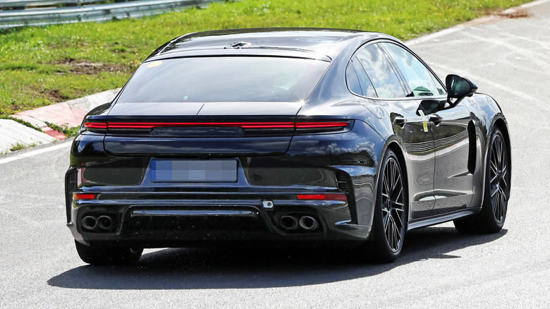 A prototype of the upcoming facelifted Porsche Panamera without any camouflage.