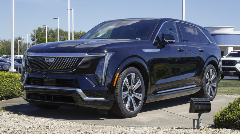 Electric Cadillac Escalade IQ on a car dealership lot