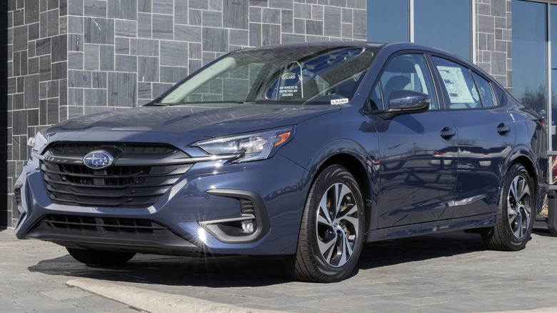 A 2025 Subaru Legacy parked at a dealership