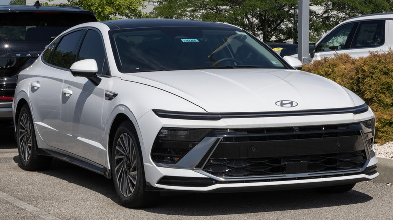 A white 2026 Hyundai Sonata in a parking lot