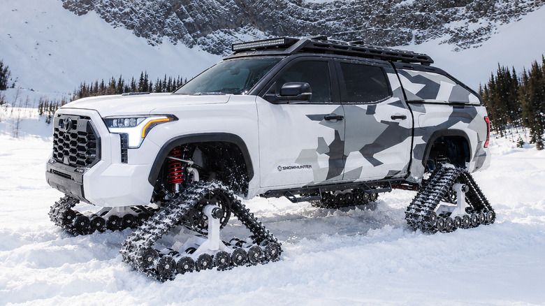 The Toyota Tundra Snowhunter Concept driving in the snow