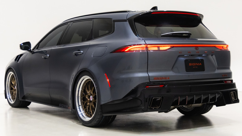 The rear of the Toyota Crown Signia GT-S Concept heading to SEMA