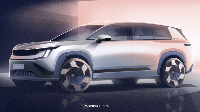 An official sketch of the Skoda Peaq SUV