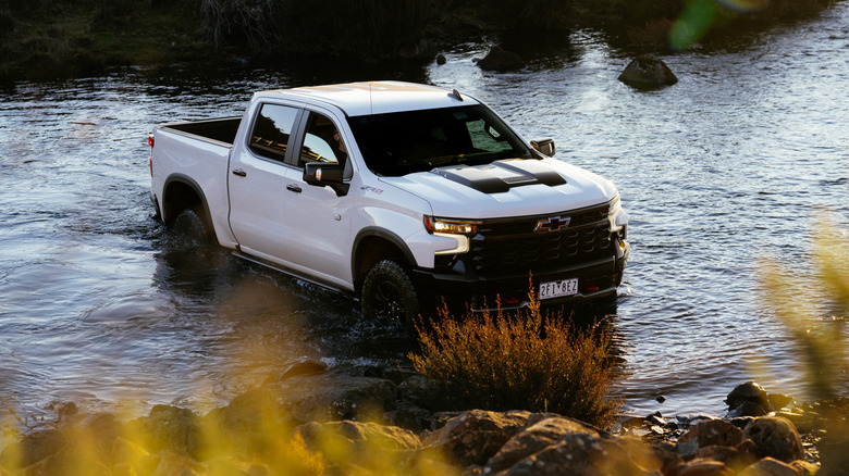 A Chevrolet Silverado ZR2 at a water crossing