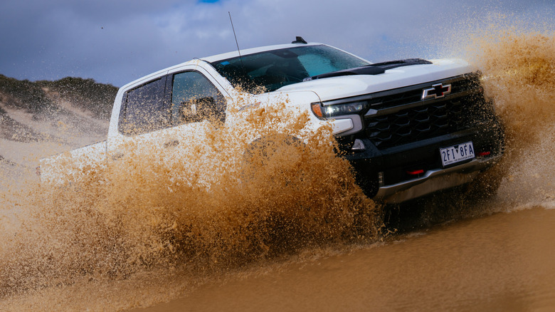 Australia's Chevrolet Silverado ZR2 splashing through water
