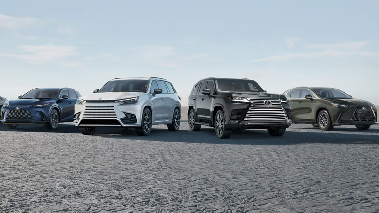 The Lexus RX, TX, LX and NX SUVs.
