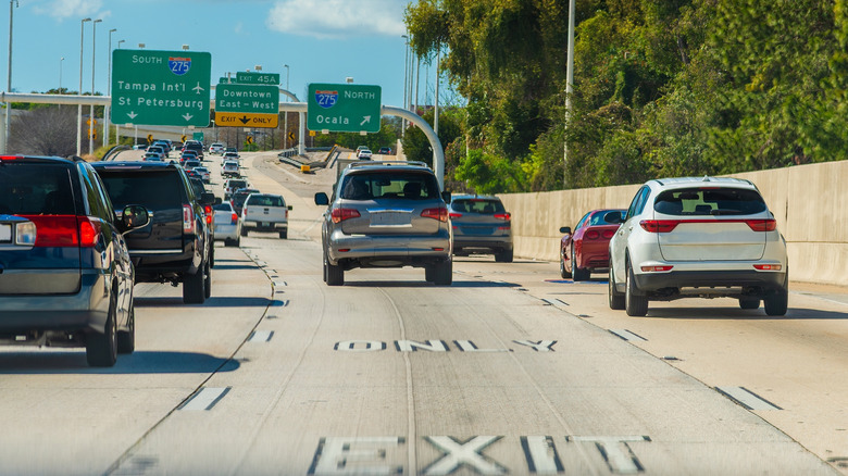 US highway with contrast pavement marking