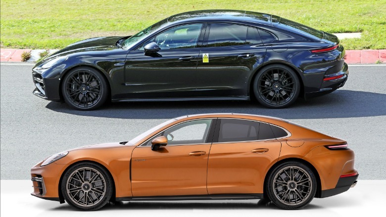The facelifted Porsche Panamera compared to the current model.