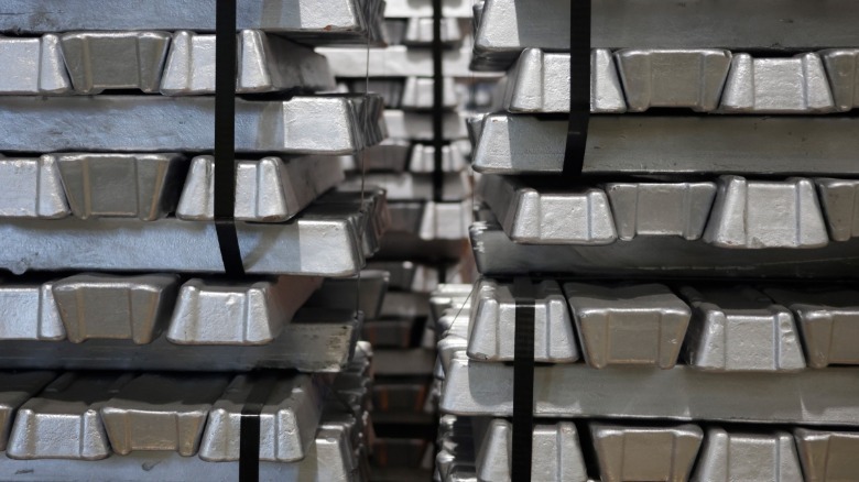 Aluminum ingots at a Ford plant
