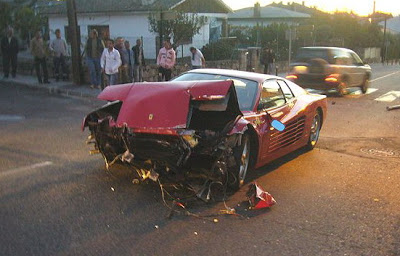  Ferrari Testarossa Crashes Into Wall