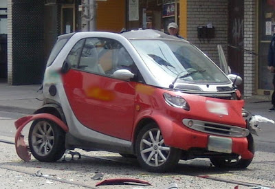  Smart Fortwo Gets Hit by Two Trucks, Makes It Out Alive