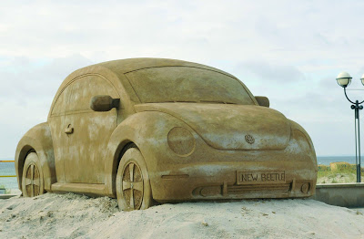  Artists Build Life-Size VW Beetle from Sand