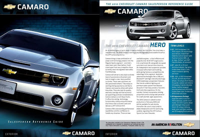  2010 Chevy Camaro Sales Guide Leaked