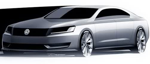 VW Releases Teaser Sketch of U.S Market 2011 Mid-Size Sedan – Larger than the Passat
