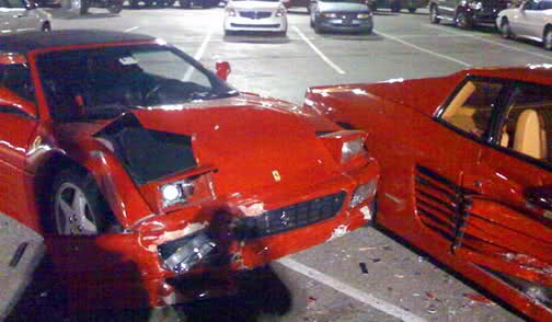  Teens Crash Ferrari Testarossa with Ferrari 348 in Parking Lot