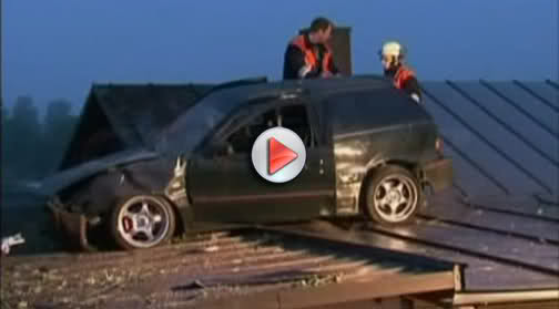  VIDEO: Mitsubishi Colt Flies 100 Feet Into the Air, Lands on Building Rooftop!