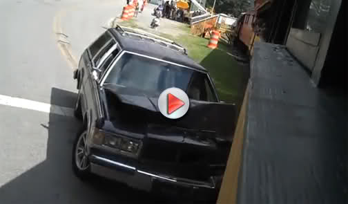  VIDEO: Happy-Go-Lucky Driver Rams into Train with Mercury Woody