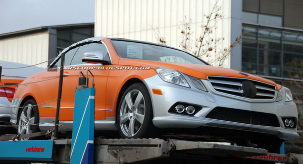  SPIED: 2010 Mercedes-Benz E-Class Convertible with Odd Orange-Silver Paint Job
