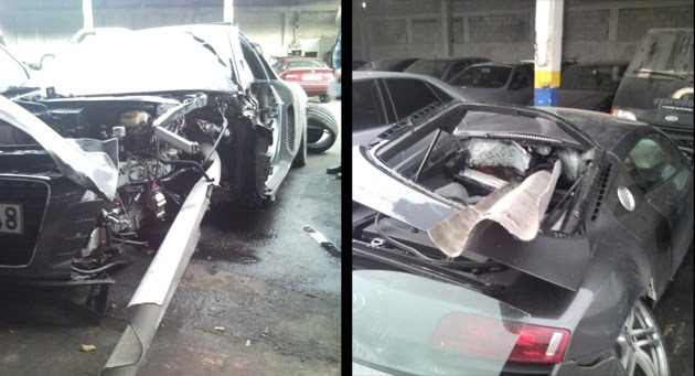  Greek Tragedy: Audi R8 Sliced by Guardrail