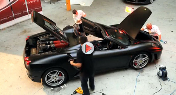  VIDEO: Watch a Ferrari F430 getting Wrapped in Matte Black Vinyl
