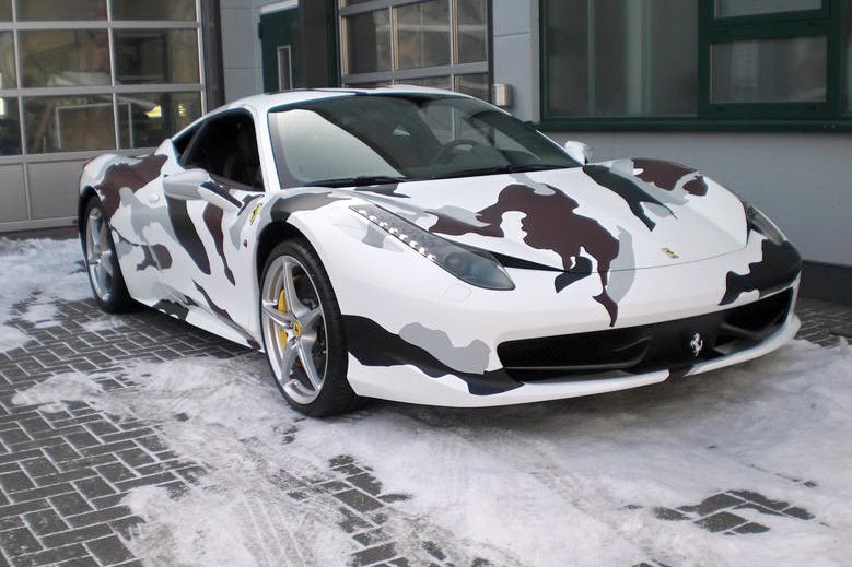Ferrari 458 Italia in Snow Camouflage Wrap
