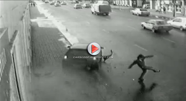  VIDEO: One Extremely Lucky Guy Avoids Oncoming Car