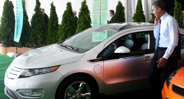  Obama Speaks at New Battery Plant, Tries Out Chevy Volt Driver's Seat