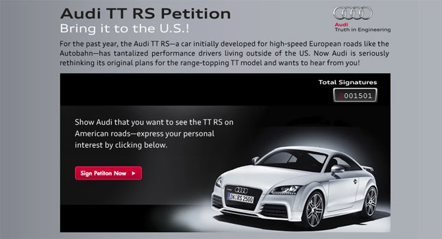  Audi Launches TT RS Petition Site to Bring the 340HP Coupe to the US