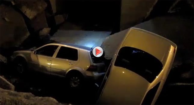  VIDEO: Giant Sinkhole Swallows Two Cars in Wisconsin