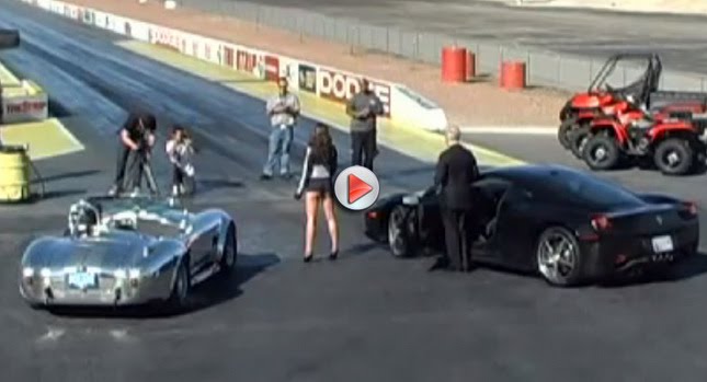  1965 Shelby Cobra 427 vs 2011 Ferrari 458 Italia in a $400,000 ¼ Mile Race Bet; Can You Guess Who Wins?