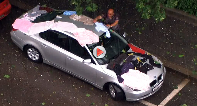  Hail Fail: BMW 5-Series Owner Tries to Save His Car by Dressing it Up…