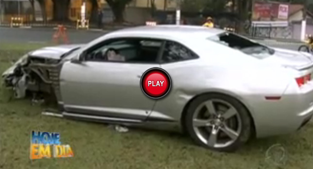  Half-Naked Man Crashes New Chevy Camaro in Brazil, gets Locked inside… [Video]
