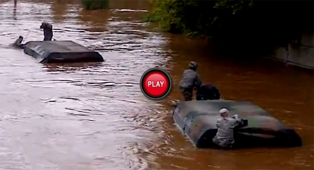  Come on Irene…National Guard Trucks Plunge Into the Deep
