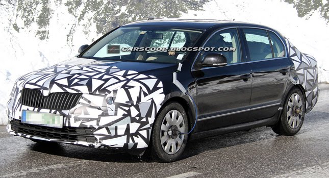  SCOOP: Facelifted 2012 Skoda Superb and Octavia Snapped Testing in the Alps