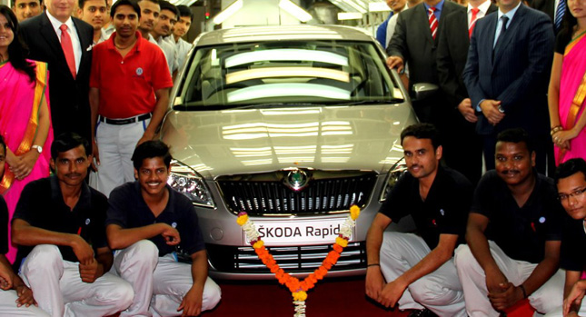  Skoda Rolls Out New Rapid Small Sedan in India [with Video]