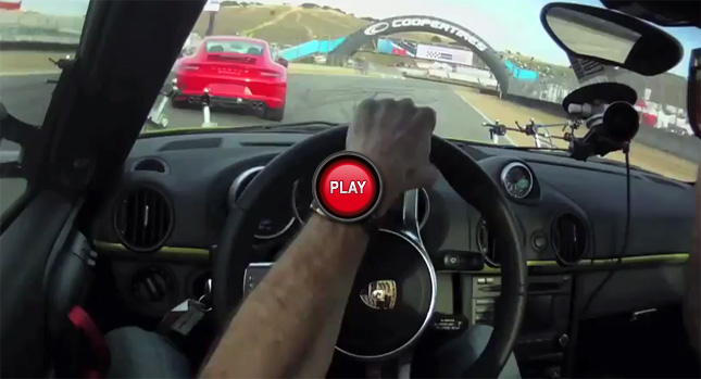  Watch a 2012 Porsche 911 and a Cayman R Chase Each Other on the Laguna Seca