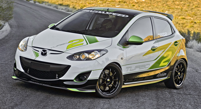  Hot Mazda2 Turbo with MAZDASPEED3 Engine and 3dCarbon Concepts Hit the SEMA Show Floor