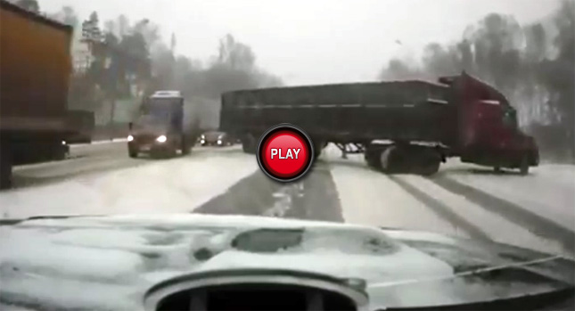  Опа! Another Driver gets Really Lucky in Snow Covered Road