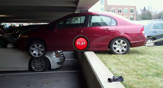  Watch Roadside Assistance Pull a Honda Civic from the Top of a Cadillac CTS